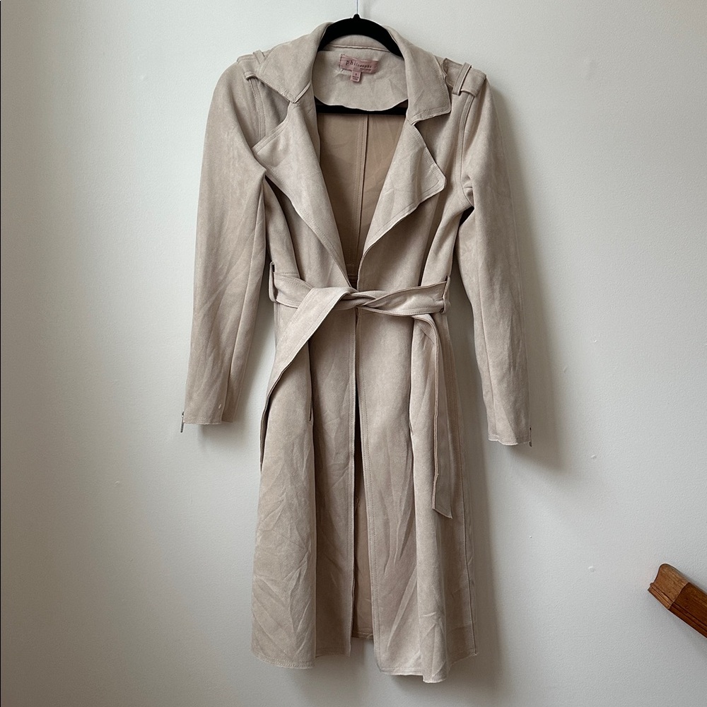Philosophy Beige Suede Women's Trench Coat